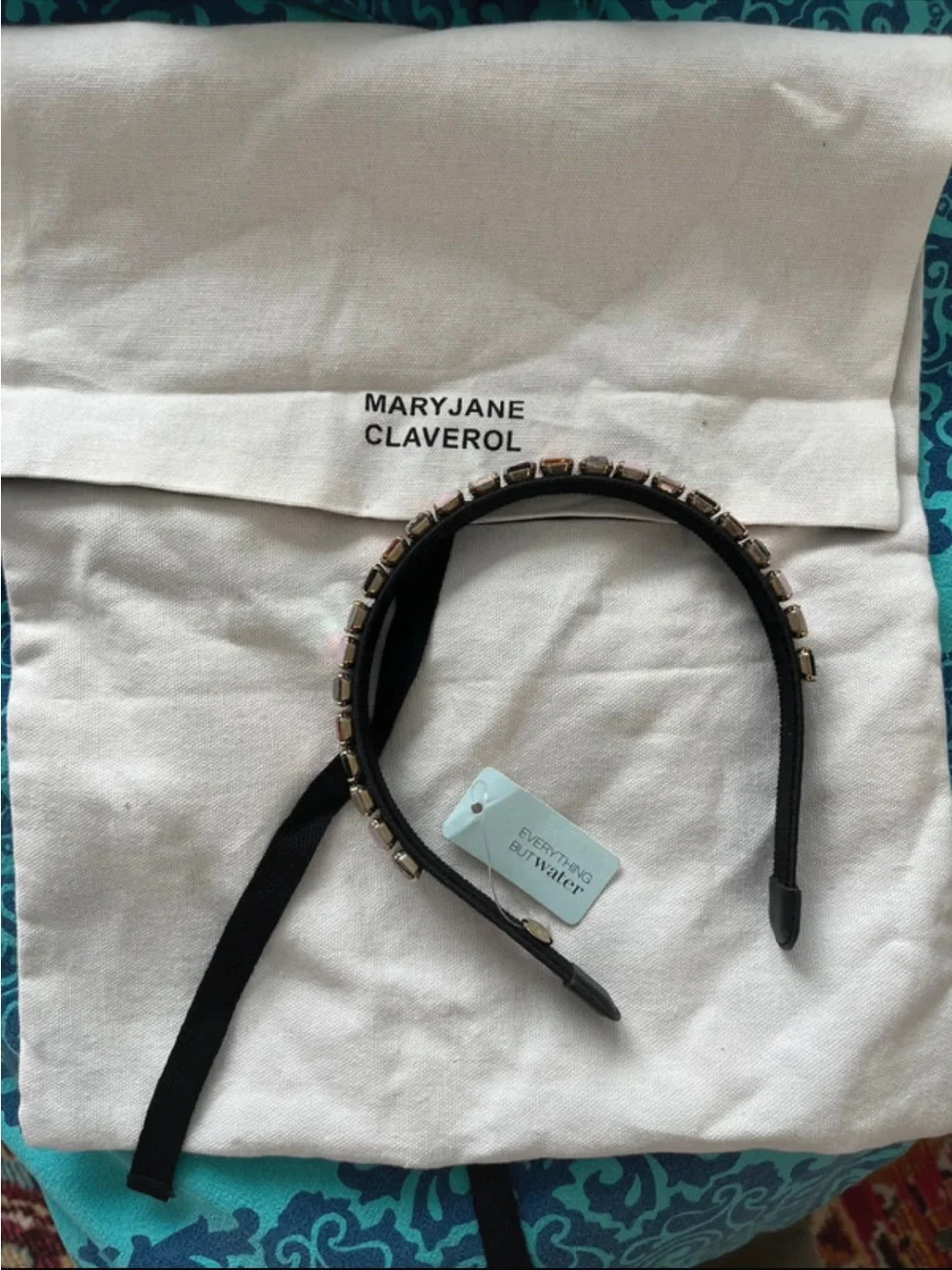 Black Jeweled Headband with Pink & Multitone Stones